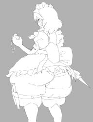 bottom_heavy dagger fat_female fat_legs fat_thighs maid_uniform overflowing_thighs panties sakuya_izayoi thick_ass thick_thighs thigh_fetish thighs_bigger_than_head thighs_overhang thunder_thighs touhou weapon