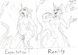 anthro breasts dildo equis_universe female genitals humor ki'rinaes muscular muscular_anthro muscular_female nipples nude open_mouth pussy sex_toy shasehra_gaelehrion shower singing sketch solo solo_focus sunny_way traditional_media_(artwork) wet