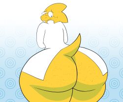 1girls 2d alphys anthro anthro_only big_ass bubble_butt coat coat_only ectofish female female_only huge_ass humanoid lizard_girl lizard_humanoid reptile reptile_humanoid solo tagme undertale undertale_(series) white_coat yellow_body yellow_skin