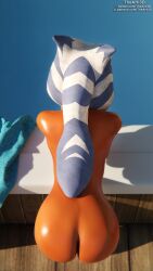 1girls 3d ahsoka_tano airress3d_(3d-modeller) alien alien_girl back_view clone_wars dat_ass female_only lucasfilm nude solo star_wars star_wars:_the_clone_wars text the_clone_wars:_season_seven thearti3d togruta