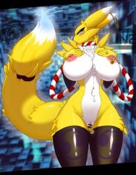 big_breasts censored digimon female furry manedkitsune renamon tagme