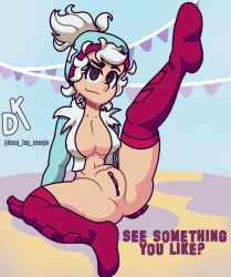 acrobatic acrobatics ass boobs_and_butt_pose brawl_stars breasts desq_loq_conejo female gamer_girl girly human janet_(brawl_stars) purple_eyes pussy supercell white_hair