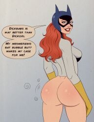 1girls ass barbara_gordon batgirl batman_(series) big_ass big_breasts bragging breasts bubble_ass bubble_butt confident dc dc_comics dialogue dimples_of_venus female female_only hypnosis pawg polmanning proud red_hair redhead round_ass round_butt showing_off showing_off_ass smug superheroine teen_titans thick_ass