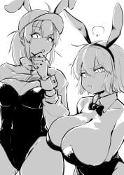 artoria_pendragon bunny_ears bunnysuit fate/grand_order fate_(series) huge_breasts jeanne_alter mysterious_heroine_xx_(foreigner) nia_i tagme