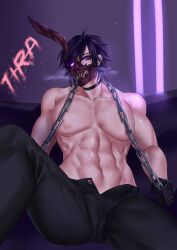 1boy abs chained chains choker corpse_husband male_only musk sweat sweaty tagme tiiramiiisu2 tiiramiiisu2_(artist) youtuber