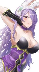 1girls alternate_costume armpits breasts bunny_ears bunny_girl bunnysuit camilla_(fire_emblem) camilla_(spring)_(fire_emblem) cleavage easter female female_only fire_emblem fire_emblem_fates fire_emblem_heroes gloves hair_over_one_eye large_breasts leon0630claude long_hair nintendo official_alternate_costume playboy_bunny purple_hair red_eyes smile solo upper_body very_long_hair white_background
