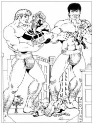 2boys alpha_male bara big_arms cocky etienne_(artist) gay giant half_naked jockstrap male male_only muscle muscles muscular muscular_arms tagme underwear underwear_only