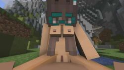 animated brown_hair brown_nipples cowgirl_position dark-skinned_female fervorous goggles hypixel hypixel_skyblock male_pov marina_(hypixel_skyblock) minecraft point_of_view pov shaved_pussy sound video