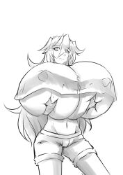 aeon708 breasts_bigger_than_head breasts_bigger_than_torso enormous_breasts giant_breasts gigantic_breasts heavy_breasts huge_breasts hyper_breasts lifting_breasts lifting_hyper_breasts nipple_bulge sinking_grip too_much_to_grab too_small_clothes underboob