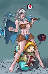 1boy 1girls ahe_gao blue_eyes breasts cleavage female female_focus human large_breasts league_of_legends looking_at_viewer rammus revealing_clothes samiri sejuani skimpy thick_thighs tongue tongue_out vibrating white_hair