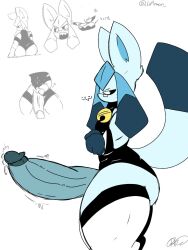 ... 1boy bell bell_collar big_penis crossed_arms doodle eeveelution excessive_size femboy furry glaceon huge_cock hung lattemon lattemon_(character) lingerie male male_only penis pokémon_(species) pokemon pokemon_(species) pokemon_only precum precum_drip side_view tail throbbing throbbing_penis white_background