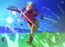 <1_second_video 1girls animated bouncing_breasts breasts bulma bulma_briefs cleavage d-art dragon_ball dragon_ball_(classic) dragon_ball_(series) dragonball female female_only huge_breasts huge_tits huge_tits_teen no_sound outdoors running shorter_than_10_seconds shorter_than_30_seconds shounen_jump solo solo_female solo_focus teenage_bulma teenage_girl teenager underboob video