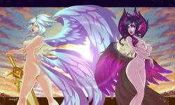 2girls completely_nude kayle league_of_legends morgana multiple_girls nude nude_female only_female riot_games velvetqueenh