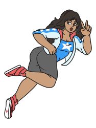 1girls america_chavez dark-skinned_female dark_skin earrings female female_only fully_clothed hoop_earrings latina marvel marvel_comics miss_america solo superheroine tagme thiccs