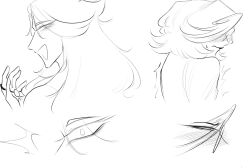 2boys blush caught caught_in_the_act embarrassed frown glasses hair honeybunxx long_hair male male/male nervous obscured_eyes shocked short_hair simple_background smile surprised trembling uncolored white_background wide_eyed