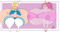 2girls adventure_time ass ass_expansion ass_vs_breasts balloon balloons big_ass blush bottom_heavy breast_expansion bubblegum female fionna_the_human_girl hips huge_hips hyper_ass hyper_breasts massive_ass massive_hips princess_bubblegum tell-mate thick_thighs thighs top_heavy