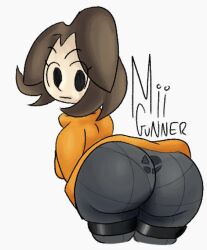 ass big_ass brown_hair eddy_spugeddy female mii mii_gunner mii_gunner_(smash_4) mob_face panties pantylines presenting_ass presenting_hindquarters skin_tight super_smash_bros. tight_clothing