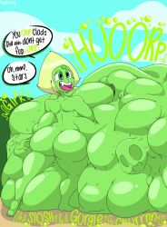 ass belly big_ass big_belly big_breasts breasts bubble_butt burp burping female green_skin huge_belly kinksty large_breasts mass_vore massive_belly nipples open_mouth peridot_(steven_universe) same_size_vore steven_universe stomach_noises vore