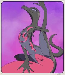 2021 ass female feral feral_only genitals hi_res korichi looking_at_viewer nintendo nude pokémon_(species) pokemon pokemon_(species) presenting presenting_hindquarters presenting_pussy pussy raised_leg reptile salazzle scalie solo spread_legs spreading video_games