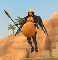 3d belly big_belly breasts dark-skinned_female dark_skin egyptian egyptian_female female nipples overwatch pharah salamoun same_size_vore vore