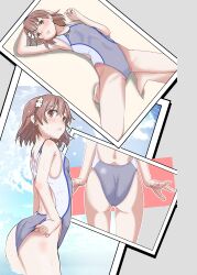 1girls 2021 absurd_res adjusting_clothes adjusting_swimsuit ass bangs barefoot blush breasts brown_eyes brown_hair comic comic_page competition_swimsuit cowboy_shot dat_ass eyebrows_visible_through_hair flower grey_swimsuit hair_between_eyes hair_flower hair_ornament lying misaka_mikoto niea on_back one-piece_swimsuit open_mouth shiny shiny_hair short_hair small_breasts solo solo_female swimsuit teenage_girl teenager to_aru_kagaku_no_railgun to_aru_majutsu_no_index tokiwadai_school_swimsuit wading wet wet_hair white_flower young