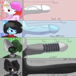 black_fur blue_(blueishere) blue_fur boyfriend cartoon_cat dick dick_size feline femboy feminine_male furry grey_fur hazel_(spicyhxzel) male male_only mint_(spicyhxzel) monster proto protogen size_difference spicyhxzel_(artist) white_fur