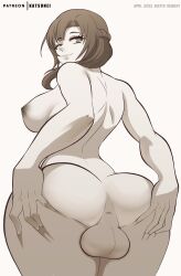 1futa anus areolae ass back back_view balls big_ass big_breasts breasts futa_only futa_sans_pussy futanari grabbing_own_ass huge_ass huge_butt human katsunei looking_back mature_futa mifl monochrome nipples nude nude_futa one_eye_closed oosuki_mamako short_hair solo spread_ass standing taint testicles thick_thighs thighs tsuujou_kougeki_ga_zentai_kougeki_de_ni-kai_kougeki_no_okaasan_wa_suki_desu_ka?