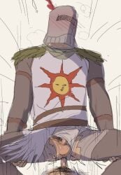 2boys anal anal_sex blush bulge clothed_sex colored_sketch dark_souls erection fromsoftware gay helmet knight male male_only masked masked_male penis penis_out solaire_of_astora solo_focus straddling torn_clothes uncensored v088art yaoi