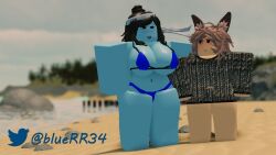 1boy 1girls 3d big_ass big_breasts bikini blue_skin bluerr34 original_character roblox robloxian senith_(character) shiram size_difference sweater tagme twitter_username