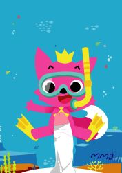 1boy 1girls baby_shark big_dom_small_sub big_penis canid crown cub cute daddy_shark female fox furry goggles happy large_penis mmj_(artist) open_mouth pink_body pink_fur pink_hair pink_skin pinkfong pinkfong_(character) smaller_female smile underwater water young