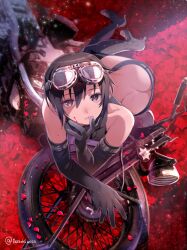 1girls armwear ass belt black_hair bottomwear clothing eyewear female footwear handwear human ikezaki_misa kino kino_no_tabi kuudere legwear motorcycle pale_skin short_hair small_breasts tomboy vehicle