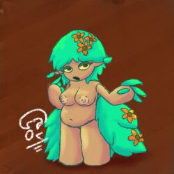 chubby chubby_female flower flower_in_hair green_hair my_singing_monsters onyawcrystal plant_girl tree tree_girl viveine wood