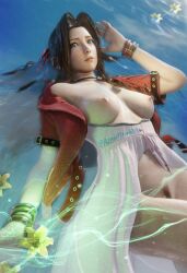 3d 3d_(artwork) aerith_gainsborough azniel_starkill1 big_breasts blender blender_(software) breasts brown_hair busty cute female final_fantasy final_fantasy_vii final_fantasy_vii_remake green_eyes hourglass_figure large_breasts long_hair nude seductive seductive_look swimming thick_thighs wide_hips