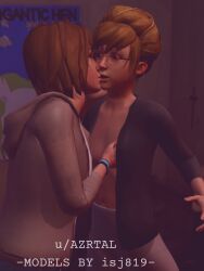 3d 3d_(artwork) blender breast_grab groping kate_marsh lesbian lesbian_kiss life_is_strange max_caulfield surprise_kiss surprised yuri