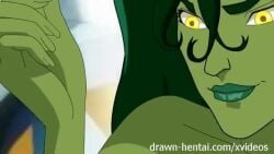 animated drawn-hentai green_skin huge_breasts marvel mp4 nipples no_sound shaking_breasts she-hulk smiling tagme video