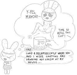 animal_crossing breasts candy chocolate coco_(animal_crossing) edit english_text food lagomorph mammal nintendo piss pussy rabbit small_breasts text video_games