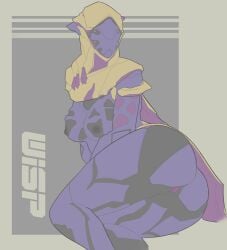 1girls 2d 2d_(artwork) 2d_artwork 6_eyes apocalypsesir big_ass breasts huge_ass looking_at_viewer on_side purple_body purple_skin robot_girl solo solo_female warframe wide_hips wisp_(warframe)