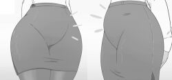 belly female greyscale pencil_skirt pose presenting_belly riley_moore_(artist) stockings tagme thick_thighs thighs tights tummy