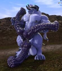 aeonortha anthro balls behemoth_(disambiguation) big_balls big_penis erection genitals horn huge_cock hyper hyper_genitalia hyper_penis knot male multi_genitalia multi_penis multi_urethra nude penis piercing solo standing triphallia