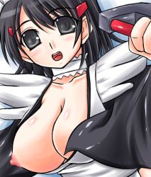 a-isan black_eyes black_hair blush erect_nipples female iroha large_breasts open_mouth samurai_shodown solo