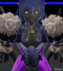 3d animated areola black-skinned_futanari black_skin censored corruption dickgirl futanari ganyu_(genshin_impact) genshin_impact handjob hilichurls_(species) large_breasts large_penis nipples sakusya4 sound tagme video