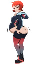 1girls arezu_(pokemon) ass belly big_belly big_butt bubble_butt female panties pokemon pokemon_legends:_arceus pregnant red_hair seductive shab-eru solo_female