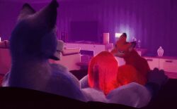 3d_(artwork) animated anthro canid canine digital_media_(artwork) duo female feral fox fur furrier male mammal sex tail_fetish tail_play tail_sex tailjob video_games