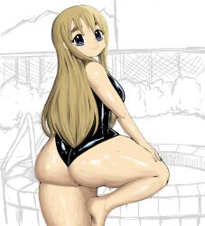 1girls ass big_ass doodle eye_contact female female_focus female_only ferretidk fisherneph huge_ass huge_butt ivovvovi k-on! looking_back shiny_skin solo swimsuit thick_thighs thighs tsumugi_kotobuki_(k-on!) weirdduelist wide_hips