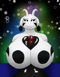 asriel_dreemurr asriel_dreemurr_(god_form) big_breasts breasts cum_on_breasts dragon female_asriel genderswap_(mtf) goat huge_breasts lying male/female nude paizuri rainbow rule_63 star steamyfur straight titjob undertale