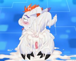 after_sex ahe_gao anal anus balls bandai_namco blush bodily_fluids bodily_fluids_in_ass bukkake cum cum_in_ass cum_in_hair cum_inside cum_on_ground cum_on_head cum_on_leg cum_on_penis cum_on_tail digimon digimon_(species) dripping feral forced from_behind_position gaping gaping_anus genital_fluids genitals gomamon hair half-closed_eyes inflation leaking_precum looking_pleasured male male_only marine moan narrowed_eyes penis precum precum_drip precum_on_ground rape rear_view sex slimefur solo