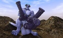 aeonortha anthro balls behemoth_(disambiguation) big_penis erection genitals hi_res horn huge_cock hyper hyper_genitalia hyper_penis knot male multi_balls multi_genitalia multi_penis multi_urethra nude penis solo standing thick_tail triphallia