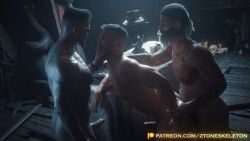 2toneskeleton 3boys 3d 3d_(artwork) 3d_model 3humans 505_games beard dad_bod david_king dead_by_daylight erect erect_penis erection gay gay_anal gay_sex gay_threesome indoor_nudity indoors indoors_sex jeff_johansen jonah_vasquez male male/male/male male_only male_penetrated male_penetrating male_penetrating_male pixelated pixelated_penis saliva_trail threesome