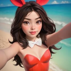 3d_(artwork) ai_generated beach carly_shay icarly l_mammc miranda_cosgrove playboy_bunny playboy_bunny_costume playboy_bunny_leotard realistic_breast_size stable_diffusion