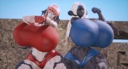 2breedwithme 2girls 3d au_ra dark-skinned_female final_fantasy_xiv gigantic_ass gigantic_breasts hourglass_figure huge_ass huge_breasts hyper hyper_ass hyper_breasts hyper_hourglass red_hair square_enix thick_thighs underwear voluptuous white_hair wide_hips